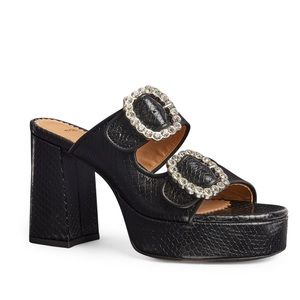 Maje Crystal Buckle Black Platform Heels size 37